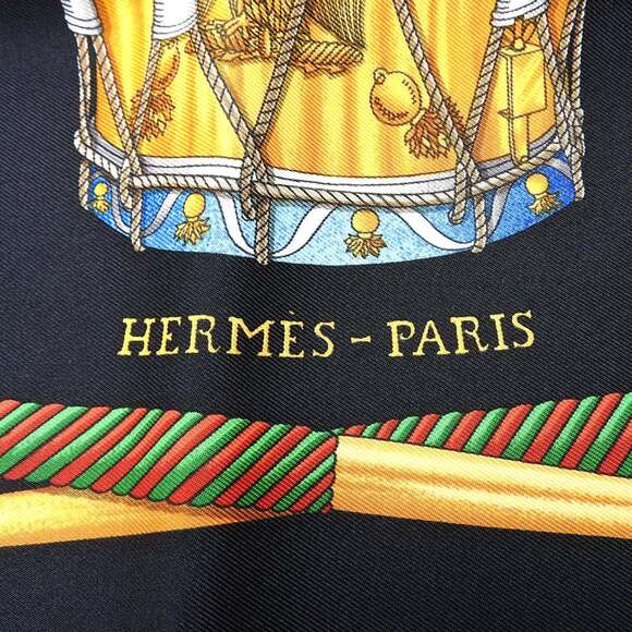 HERMES Authentic Black Silk Scarf - Picture 3 of 11